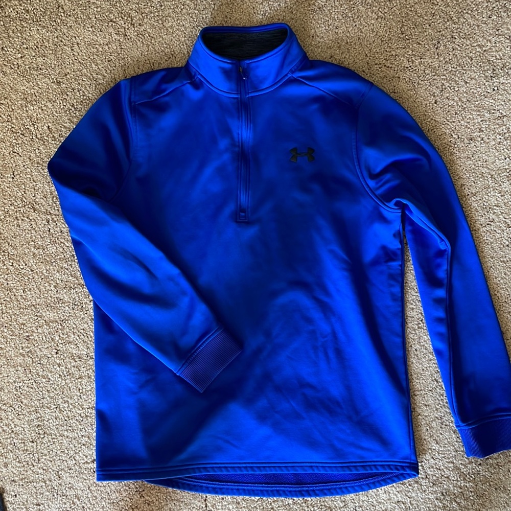 UNDER ARMOUR Men's Cold Gear Quarter Zip Blue Running Pull Over, size M